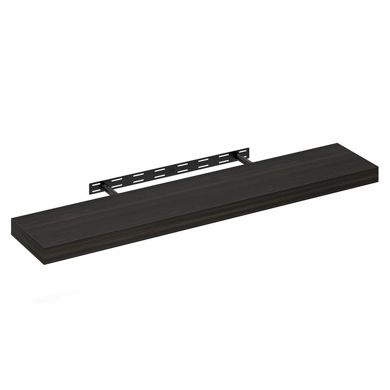 Furinno TANNA 9 x 47 Invisible Brackets 2 Thick Floating Shelves. Tobacco Oak