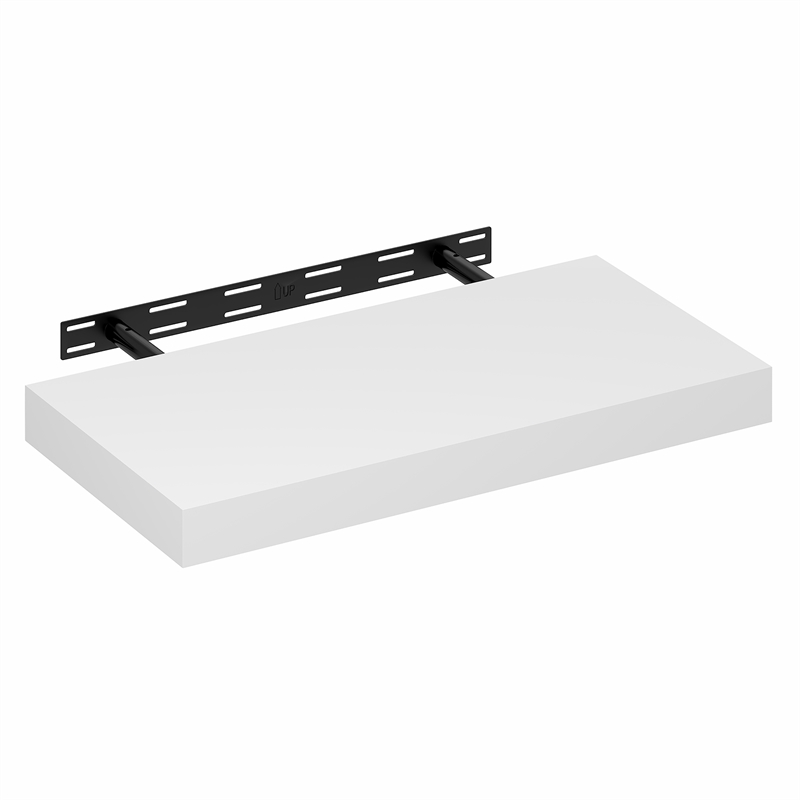 Furinno TANNA 12 x 24 2 Thick Floating Shelves with Invisible Brackets. White