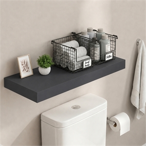 Furinno TANNA 12 x 35 Invisible Brackets 2 Thick Floating Shelves. Americano