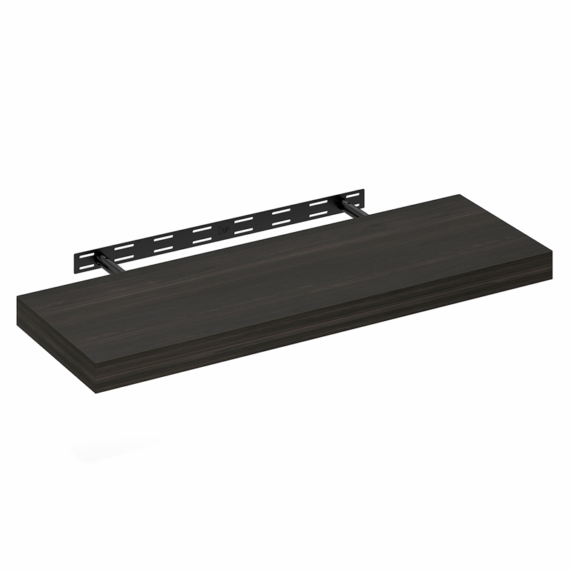 Furinno TANNA 12 x 35 Invisible Brackets 2 Thick Floating Shelves. Tobacco Oak