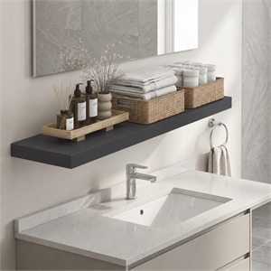 Furinno TANNA 12 x 47 Invisible Brackets 2 Thick Floating Shelves. Americano