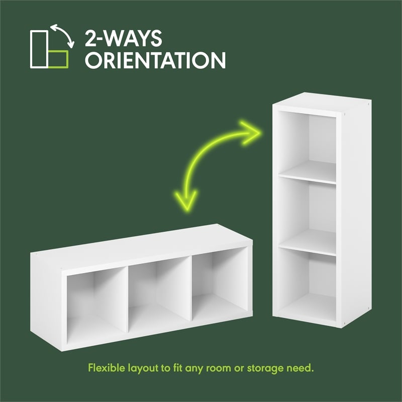 Furinno CUBIC 3-Cube Extra Thick Frame Closet Organizer with Open Shelf. White