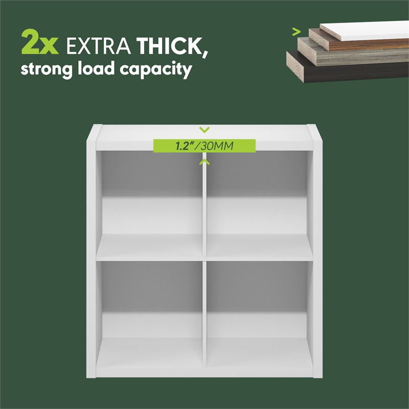 Furinno CUBIC 4-Cube Extra Thick Frame Closet Organizer with Open Shelf. White