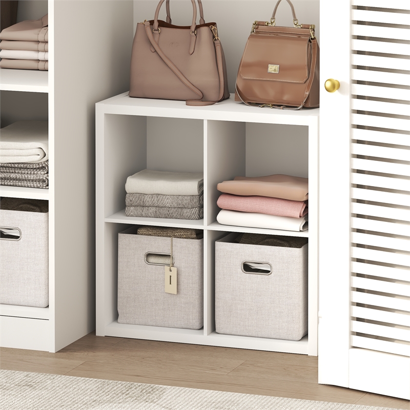 Furinno CUBIC 4-Cube Extra Thick Frame Closet Organizer with Open Shelf. White