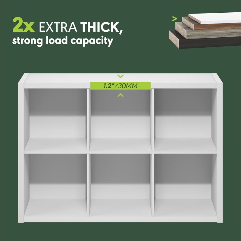 Furinno CUBIC 6-Cube Extra Thick Frame Closet Organizer with Open Shelf. White