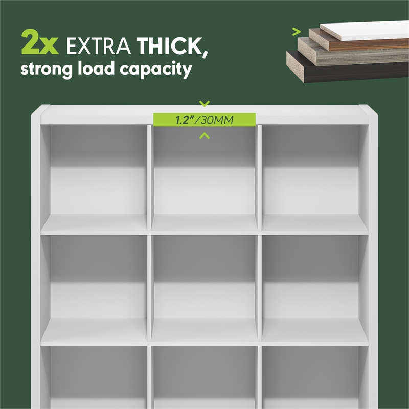 Furinno CUBIC 9-Cube Extra Thick Frame Closet Organizer with Open Shelf. White