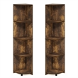 Furinno ECON 4-Tier Corner Bookshelf Set of 2. Storage Shelves. Amber Pine