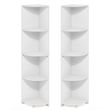 Furinno ECON 4-Tier Corner Bookshelf Set of 2. Storage Shelves. White