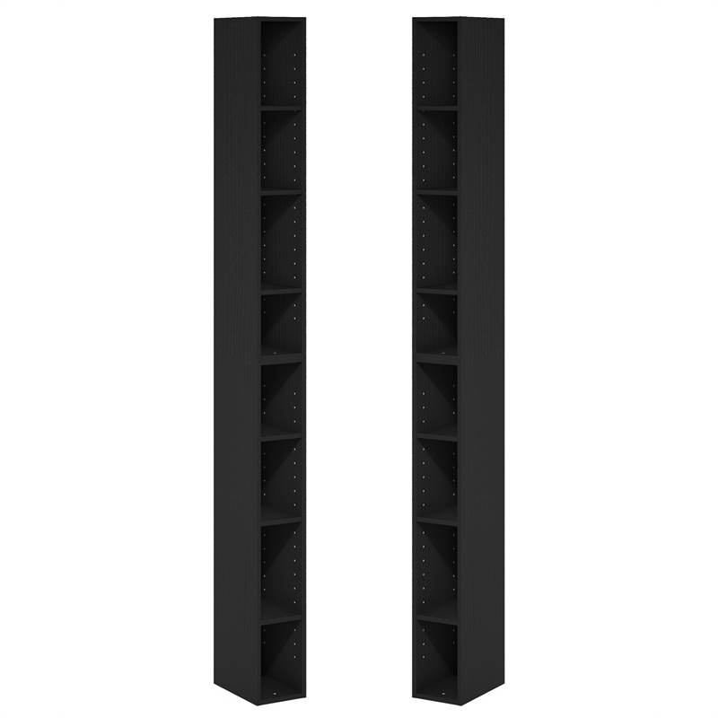 Furinno FULDA Set of 2. 8-Tier Storage Shelf Bookcase. Blackwood