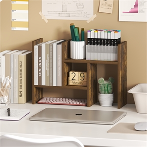Furinno CLASSIC Adjustable Desk Organizers and Accessories. Amber Pine