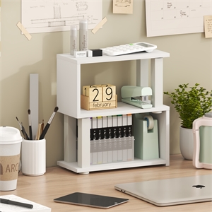 Furinno TURN-N-TUBE 3-Tier Desk Organizers and Accessories. Corner Shelf. White