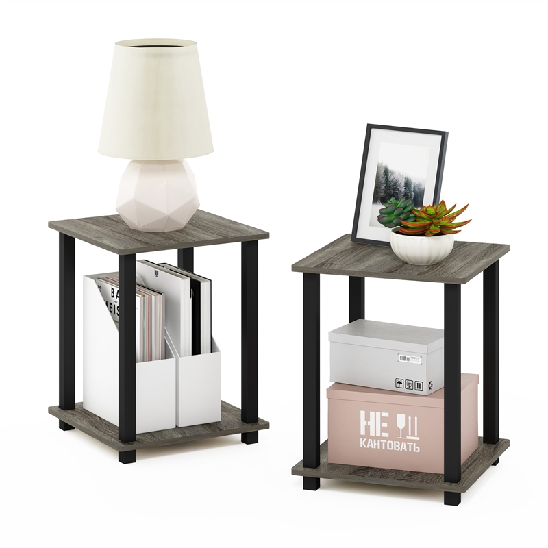 Furinno SIMPLISTIC Set of 2. 2-Tier Nightstand. Easy Assembly. French Oak
