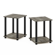Furinno SIMPLISTIC Set of 2. 2-Tier Nightstand. Easy Assembly. French Oak