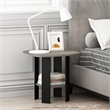 Furinno TIDUR Set of 2 Round Corner Nightstand with Storage Shelf. French Oak