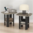Furinno TIDUR Set of 2 Round Corner Nightstand with Storage Shelf. French Oak