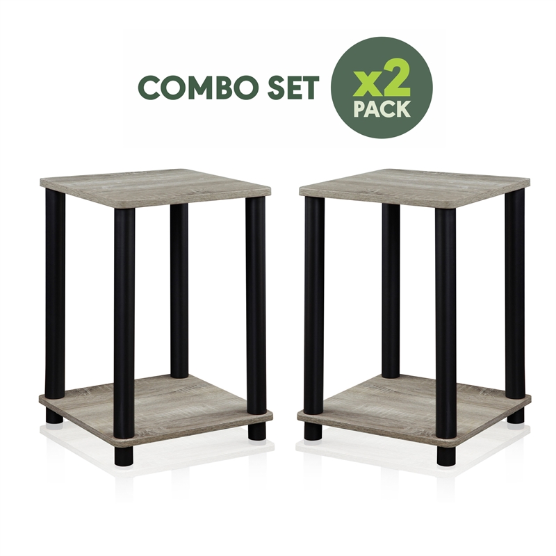 Furinno TURN-N-TUBE Set of 2. 2-Tier Stackable Toolless Nightstand French Oak