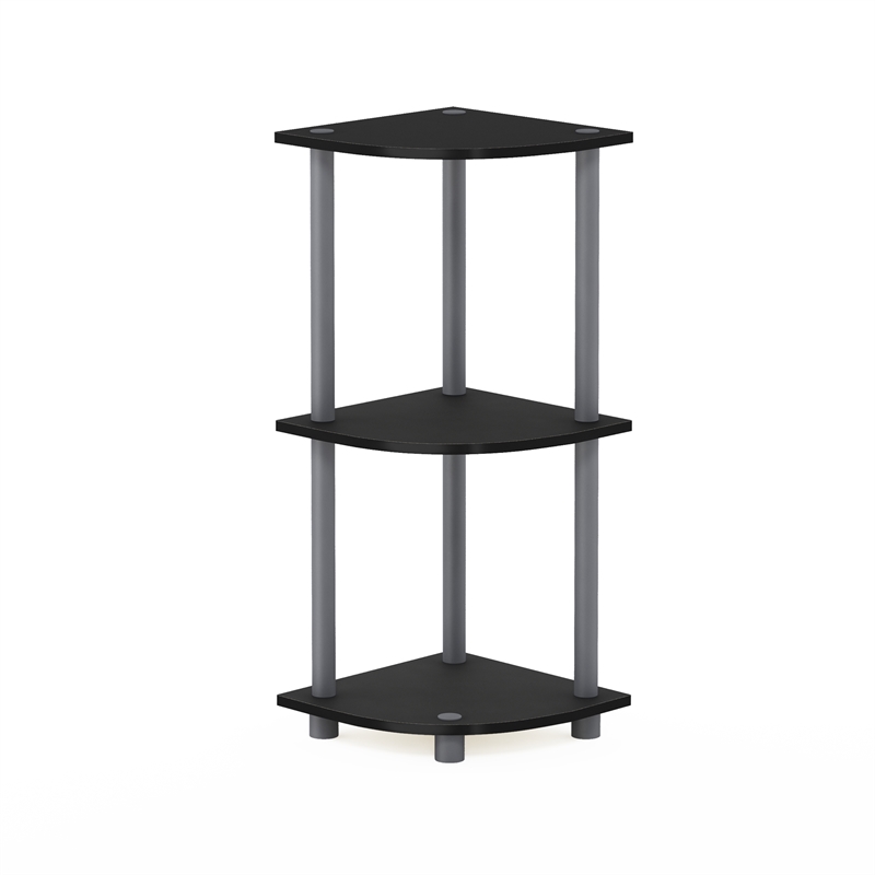 Furinno Turn-N-Tube Toolless Assembly 3-Tier Black Open Corner Shelf. Black