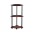 Furinno Turn-N-Tube Toolless Assembly 3-Tier Brown Corner Shelf. Dark Cherry
