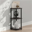 Furinno Turn-N-Tube Toolless Assembly 3-Tier Black Corner Shelf. Dark Walnut
