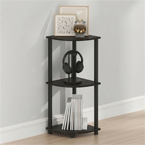 Furinno Turn-N-Tube Toolless Assembly 3-Tier Black Open Corner Shelf. Espresso