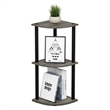 Furinno Turn-N-Tube Toolless Assembly 3-Tier Grey Open Corner Shelf. French Oak