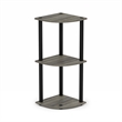 Furinno Turn-N-Tube Toolless Assembly 3-Tier Grey Open Corner Shelf. French Oak