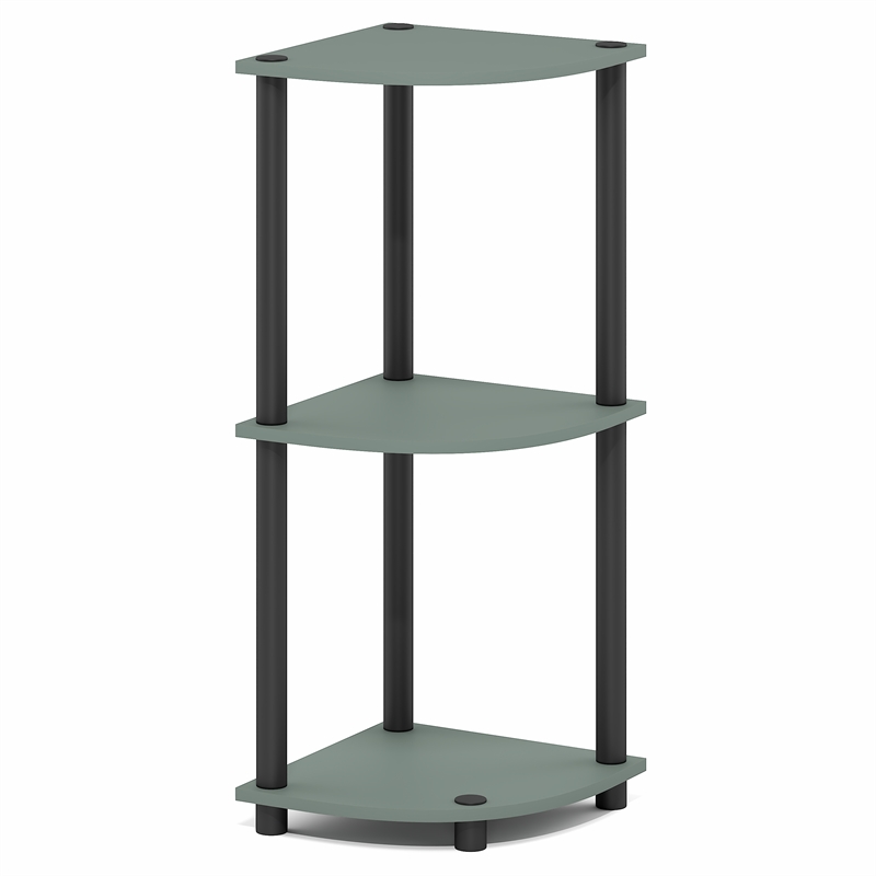 Furinno Turn-N-Tube Toolless Assembly 3-Tier Green Open Corner Shelf. Sage Green