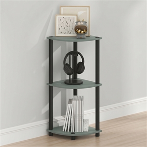 Furinno Turn-N-Tube Toolless Assembly 3-Tier Green Open Corner Shelf. Sage Green