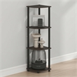 Furinno Turn-N-Tube Toolless Assembly 4-Tier Open Corner Shelf. Dark Brown Grain