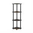 Furinno Turn-N-Tube Toolless Assembly 4-Tier Open Corner Shelf. Dark Brown Grain