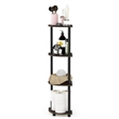 Furinno Turn-N-Tube Toolless Assembly 4-Tier Open Corner Shelf. Dark Brown Grain
