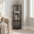 Furinno Turn-N-Tube Toolless Assembly 4-Tier Open Corner Shelf. Dark Brown Grain