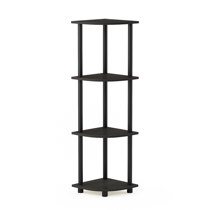 Furinno Turn-N-Tube Toolless Assembly 4-Tier Black Open Corner Shelf. Espresso