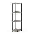 Furinno Turn-N-Tube Toolless Assembly 4-Tier Grey Open Corner Shelf. French Oak