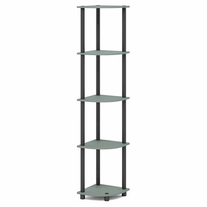 Furinno Turn-N-Tube Toolless Assembly 5-Tier Green Open Corner Shelf. Sage Green