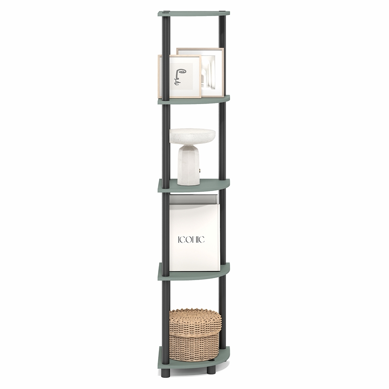 Furinno Turn-N-Tube Toolless Assembly 5-Tier Green Open Corner Shelf. Sage Green