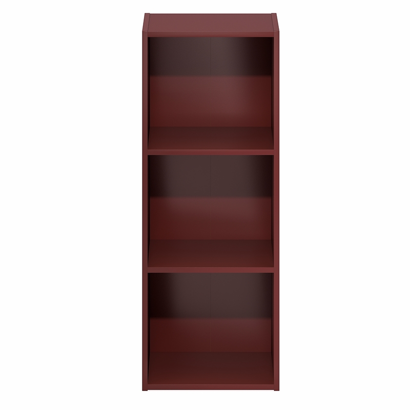 Furinno LUDER 3-Cube Open Shelves Bookcase. 9.3 x 12 x 31.5. Dark Red