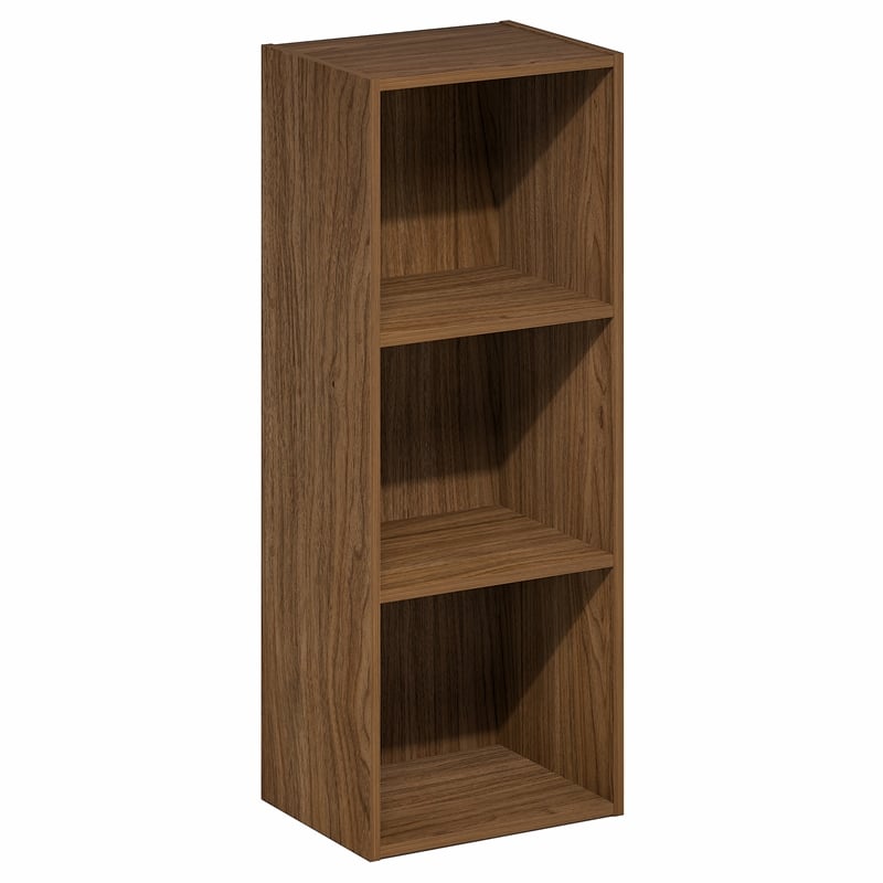 Furinno LUDER 3-Cube Open Shelves Bookcase. 9.3 x 12 x 31.5. Warm Walnut