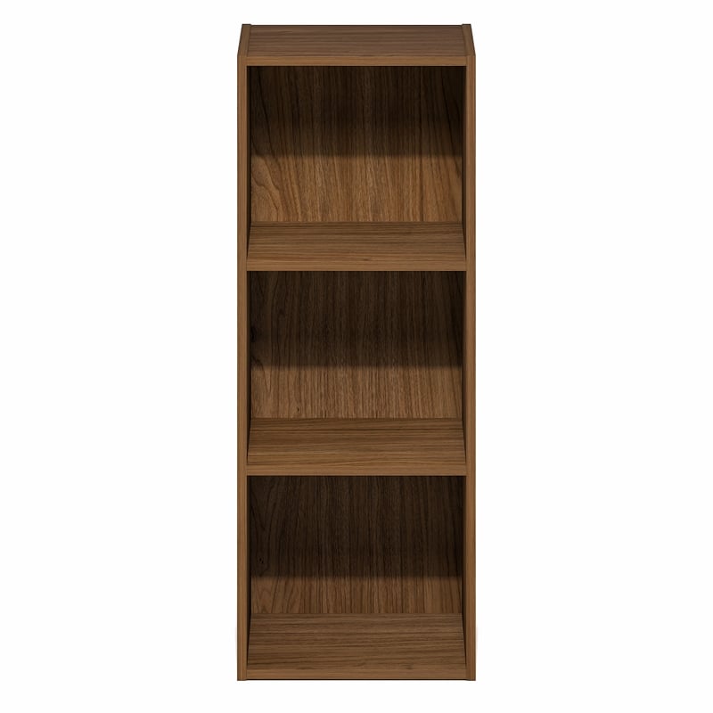 Furinno LUDER 3-Cube Open Shelves Bookcase. 9.3 x 12 x 31.5. Warm Walnut
