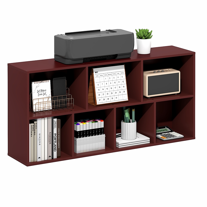 Furinno LUDER 7-Cube Bookshelf. Bookcase. 9.4 x 19.5 x 41.7. Dark Red