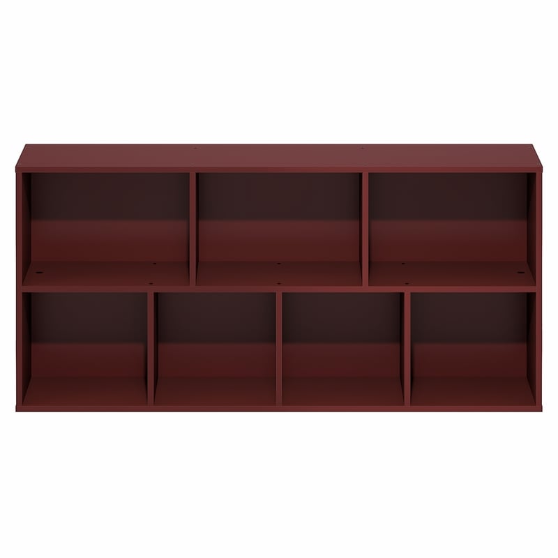 Furinno LUDER 7-Cube Bookshelf. Bookcase. 9.4 x 19.5 x 41.7. Dark Red