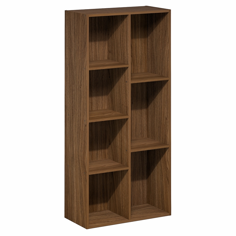 Furinno LUDER 7-Cube Bookshelf. Bookcase. 9.4 x 19.5 x 41.7. Warm Walnut
