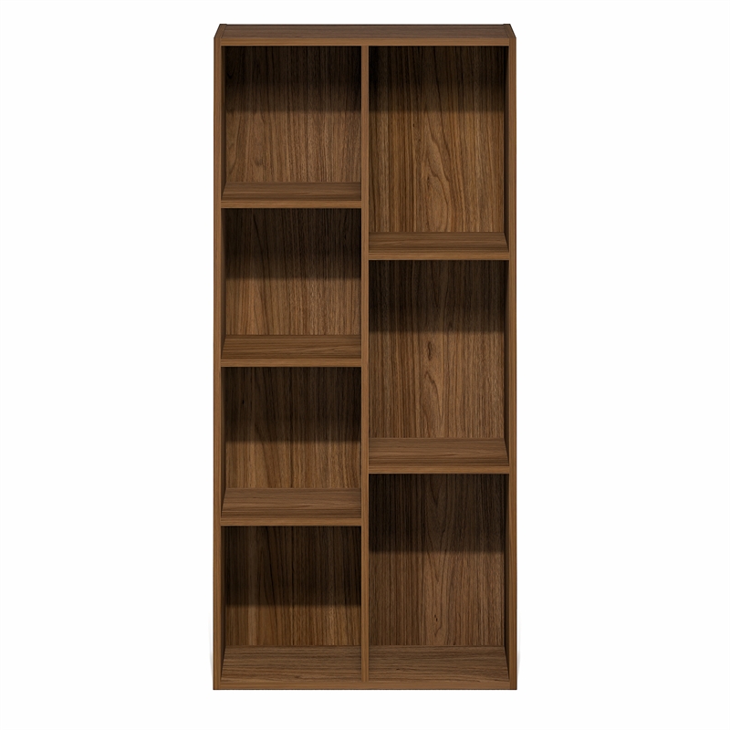 Furinno LUDER 7-Cube Bookshelf. Bookcase. 9.4 x 19.5 x 41.7. Warm Walnut