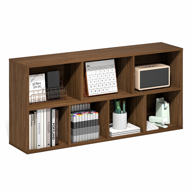 Furinno LUDER 7-Cube Bookshelf. Bookcase. 9.4 x 19.5 x 41.7. Warm Walnut