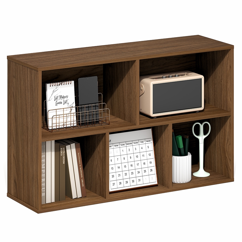 Furinno LUDER 5-Cube Reversible Bookcase. 9.4 x 19.5 x 31.5. Warm Walnut