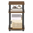 Furinno JUST 3-Tier Open Shelves End Table. Toolless Assembly. Warm Walnut