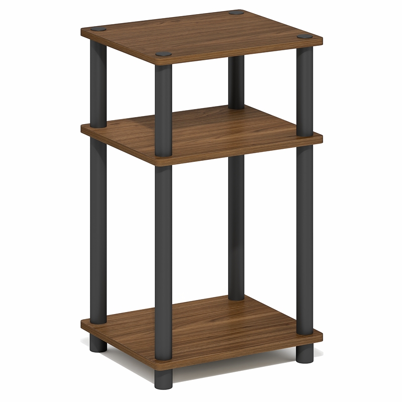 Furinno JUST 3-Tier Open Shelves End Table. Toolless Assembly. Warm Walnut