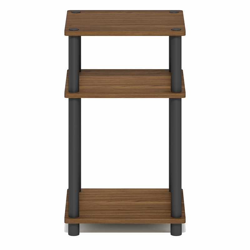 Furinno JUST 3-Tier Open Shelves End Table. Toolless Assembly. Warm Walnut