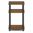 Furinno JUST 3-Tier Open Shelves End Table. Toolless Assembly. Warm Walnut