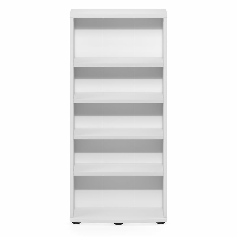 Furinno JAYA 5-Tier Adjustable Shelves CD Rack with Open Shelf. White